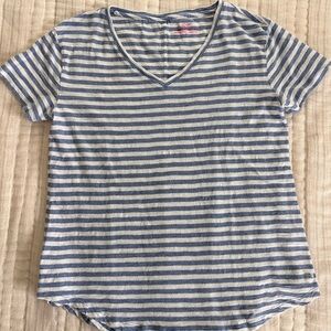 Vineyard Vines Nautical Preppy Blue and White Striped Tee